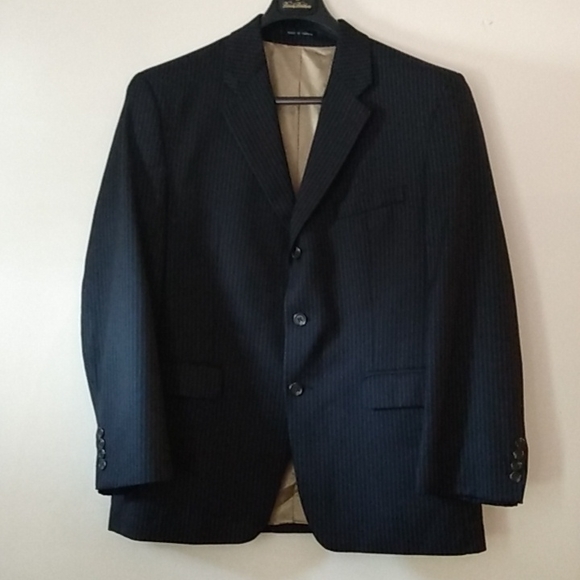 Lauren Ralph Lauren Wool Navy Pinstripe Blazer Made in Canada 38 - Picture 1 of 6
